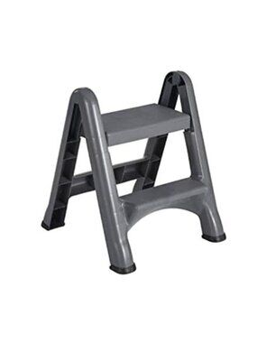 Two-Step Folding Foot Stool 14Inch High Gray 300-Pound Capacity Small Step Stool